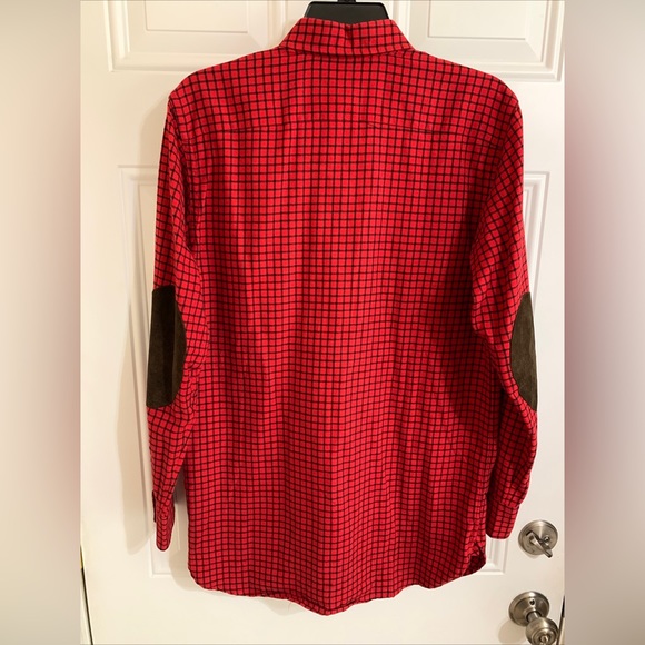 Ralph Lauren Sport Polo Shirt Size 6 Red Black Check Flannel Suede Elbow Patches - Picture 6 of 10